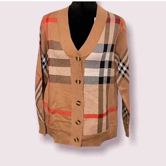 Plaid Button-Up Cardigan Sweater - Picture 1 of 3